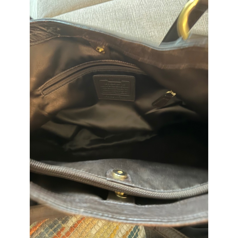 Coach Dark Brown Pebbled Leather Buckle Shoulder Bag Brass Hardware 2013 Line - Picture 9 of 10
